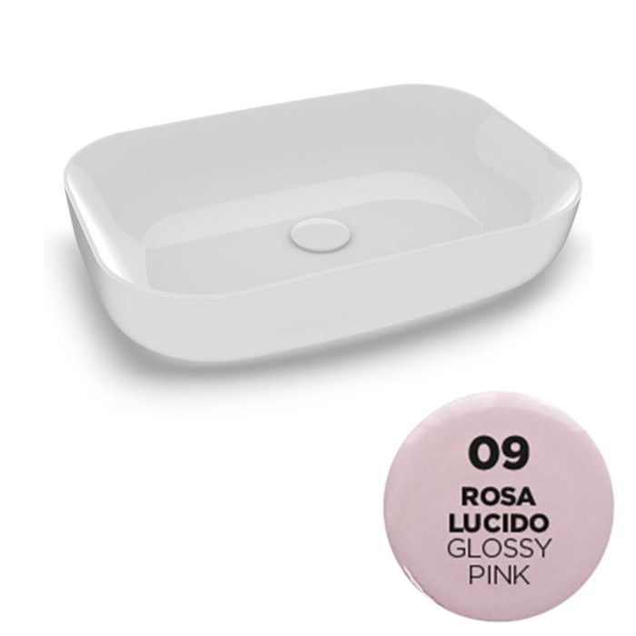 Накладная раковина, 60x42xh14 см, Olympia ceramica Metamorfosi, розовый глянцевый арт. MET4260009