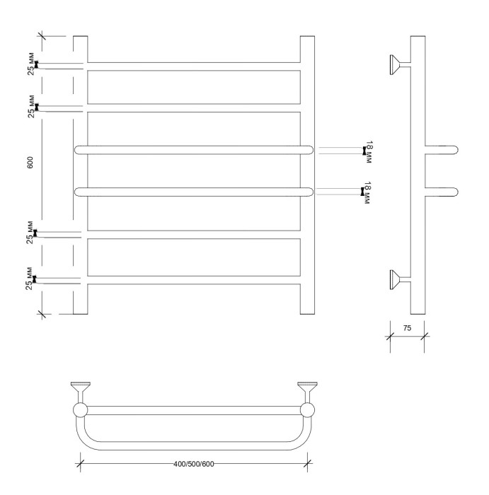 Полотенцесушитель водяной 60x40 Триест (хром) Secado арт. 4673739246474