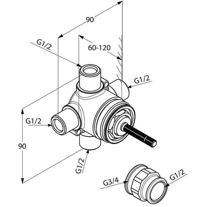Внутренняя часть переключателя на 2 положения, Kludi, нейтральный - 2975900