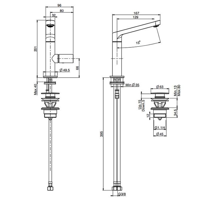 Fima Carlo Frattini Смеситель для раковины, на 1 отв., высокий, Nomos Go, F4161/HCR.1 цвет: хром