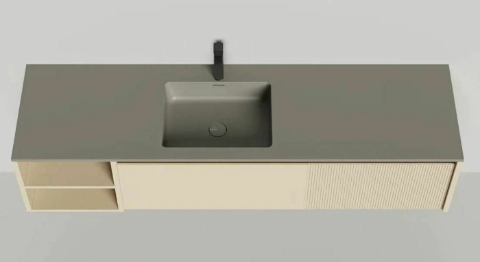 Подвесная тумба domino 1800, эмаль, с открытой полкой, под встраиваемую, Salini арт. 27D118INA