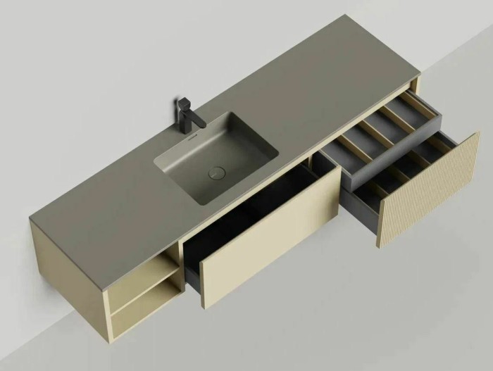 Подвесная тумба domino 1800, эмаль, с открытой полкой, под встраиваемую, Salini арт. 27D118INA