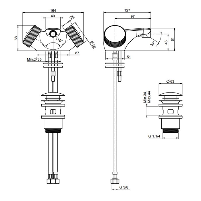 Fima Carlo Frattini Смеситель для биде, на 1 отв., с донным клапаном, Texture Collection, F5602HCR цвет: хром