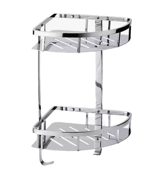 Полка для ванной 2-х ярусная угловая, Wonzon &amp; Woghand, WW-4142 цвет: хром