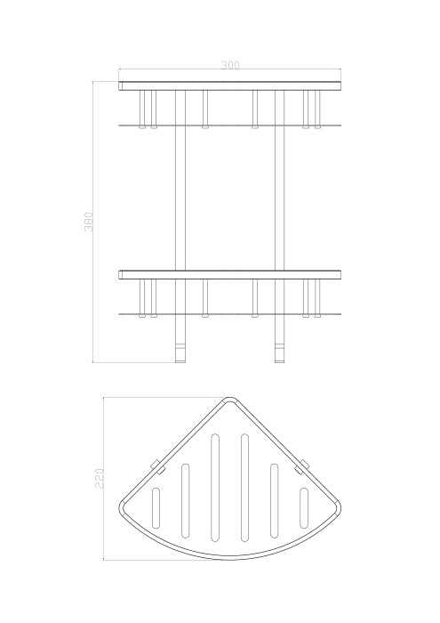 Полка для ванной 2-х ярусная угловая, Wonzon & Woghand, WW-4142 цвет: хром