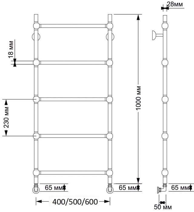 Полотенцесушитель водяной латунный 60x100 Флоренция 1 (бронза) Secado арт. 4603777460266