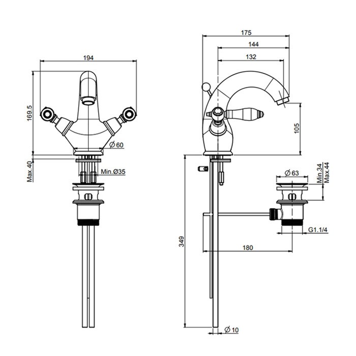 Fima Carlo Frattini Смеситель для раковины, на 1 отв., Herend, F5431OR цвет: золото