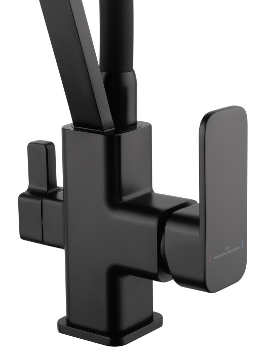 Смеситель для кухни с гибким изливом и подключением фильтра, Wonzon & Woghand, WW-88458013-MB цвет: черный