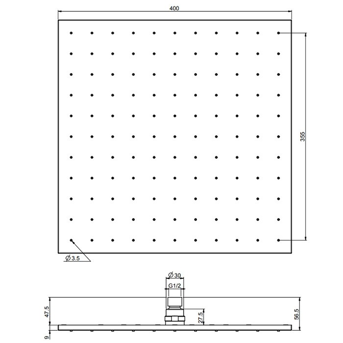 Fima Carlo Frattini Верхний душ 40х40см., потолочный/настенный, Soffioni, F2639/2NS цвет: чёрный