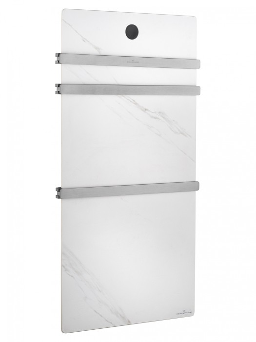 Полотенцесушитель электрический с каменной плитой Белый мрамор, Wonzon &amp; Woghand Stuttgart, WW-A503-BR цвет: никель
