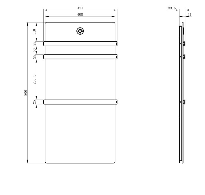 Полотенцесушитель электрический с каменной плитой Белый мрамор, Wonzon & Woghand Stuttgart, WW-A503-BR цвет: никель