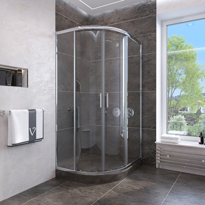 Душевой угол 900x900x1900, Veconi Rovigo, хром, стекло прозрачное арт. RV107-90-01-C4