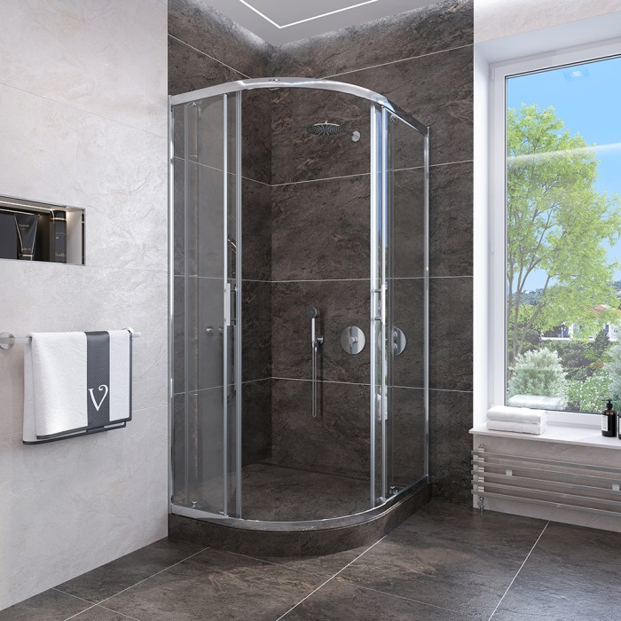 Душевой угол 900x900x1900, Veconi Rovigo, хром, стекло прозрачное арт. RV107-90-01-C4