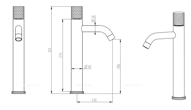 Смеситель для раковины, Stick Boheme 122-B-MR