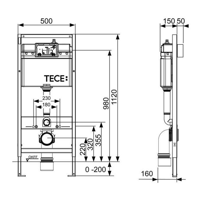 Инсталляция для подвесного унитаза k 400 407, TECE арт. K400407