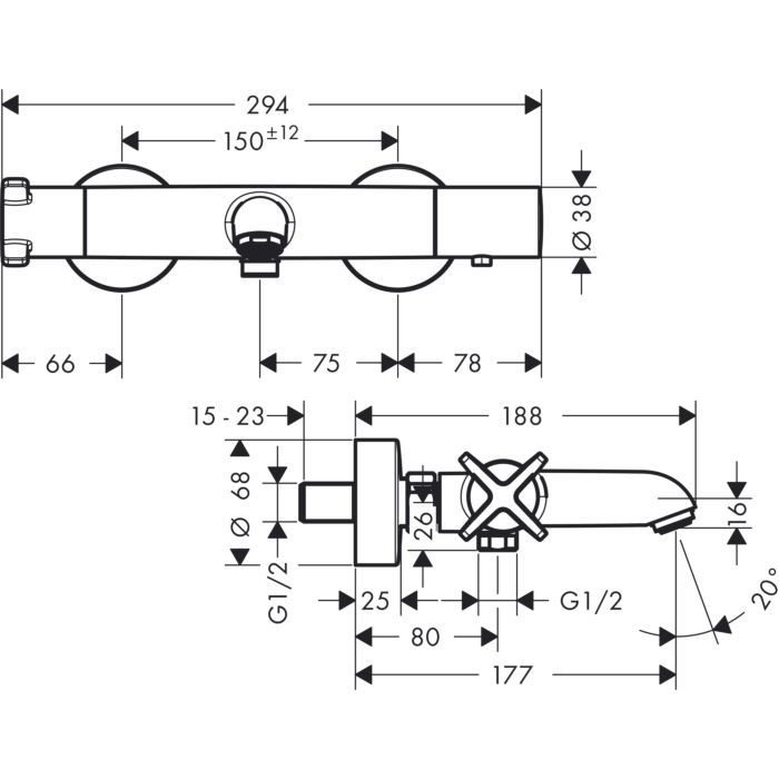 Термостат для ванны Citterio E Axor, сталь арт. 36140800