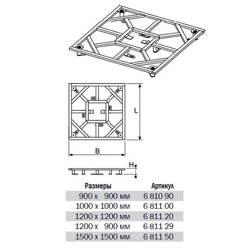 Монтажная рама для трапа, 1000х1000 мм, TECE арт. 681100