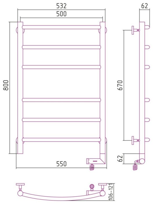 Сунержа Электрический полотенцесушитель 1000x300, Галант 2.0, 05-5201-8050 цвет: состаренная бронза