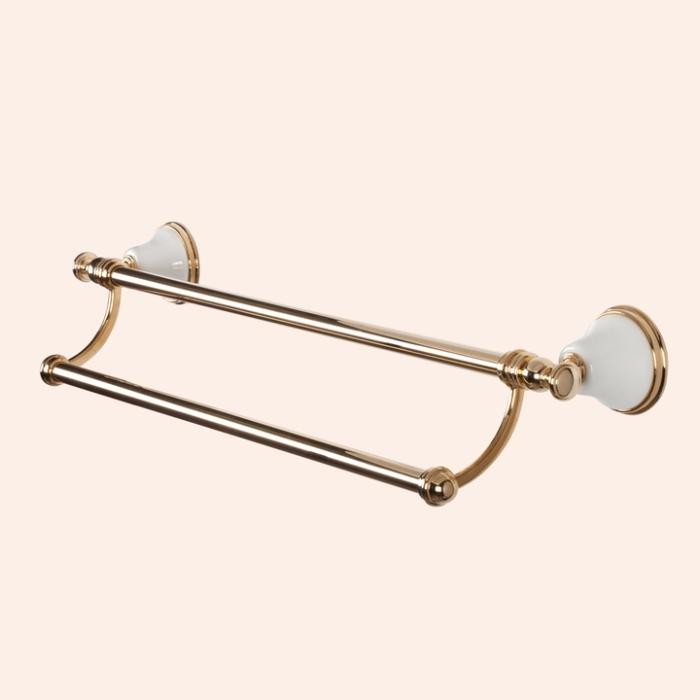 Полотенцедержатель двойной 58см, подвесной, Harmony золото/белый, Tiffany World - TWHA012bi/oro