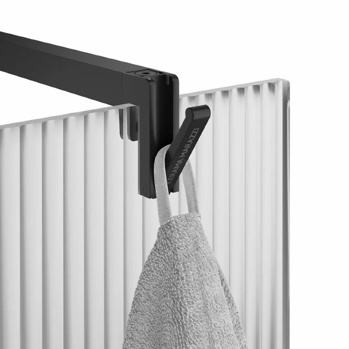 Душевая перегородка с рифленым стеклом, 100х210, Cristallo Kerama Marazzi, черный - CT.100.WI.BLK.M