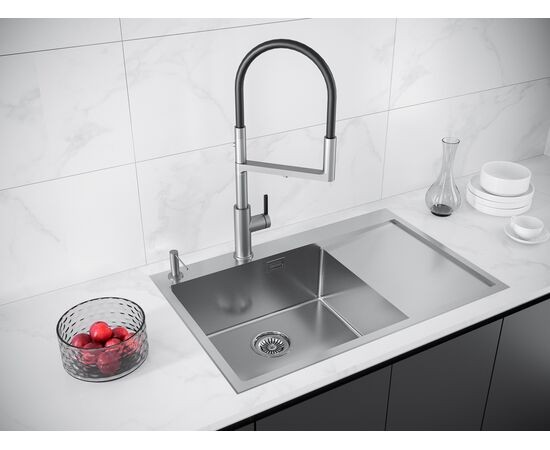 Мойка для кухни нержавеющая 780х510мм Paulmark ATLAN L-EDGE, брашированная нерж. сталь, левая - PM777851-BSL