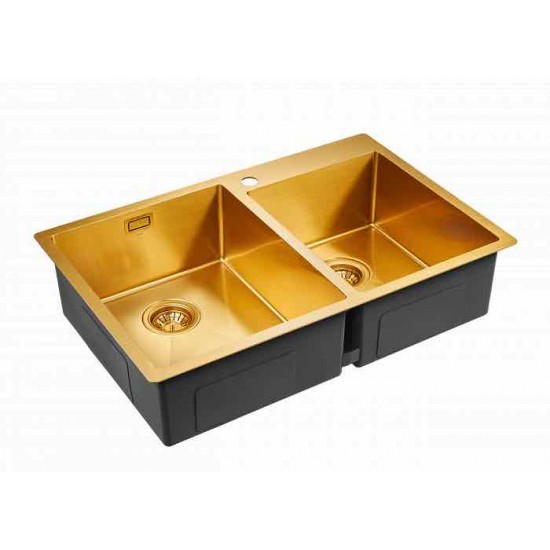 Мойка для кухни нержавеющая 780х510мм Paulmark BERMAN, брашированное золото - PM517851-BG