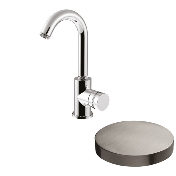 Смеситель для раковины однорычажный, поворотный излив, без донного клапана, Giulini My ring deluxe, никель матовый арт. MR85/SCDLNKO