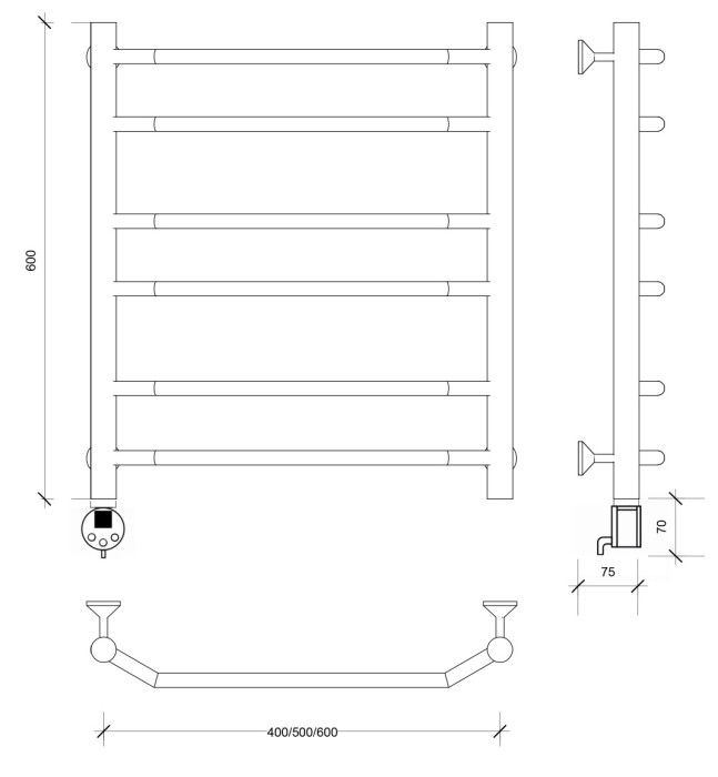 Полотенцесушитель электрический 60x60 Агата 2 Secado арт. 4673739231616