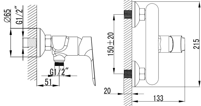Смеситель для душа керамический картридж, хром, Azario AVILLA арт. AZ-SU33394C