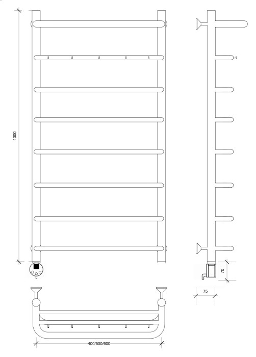 Полотенцесушитель электрический 100x50 Мерида 1 КСП Secado арт. 4673739235829