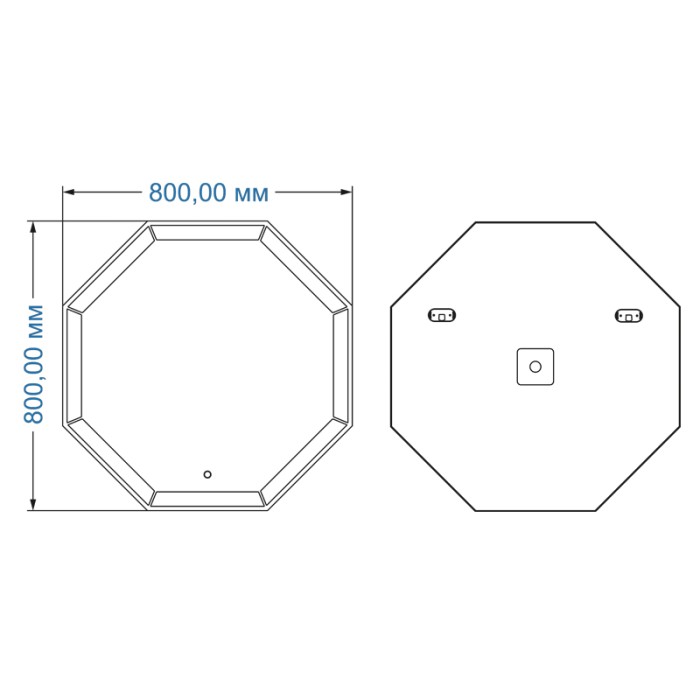 Зеркало 800х800, влагостойкое с подсветкой и диммером, с гравировкой, Azario Renato - CS00063643