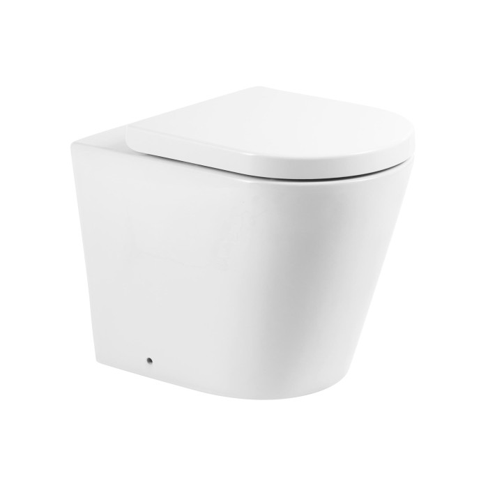 Пристенный унитаз, безободковый, BelBagno, белый глянцевый, FLAY-R арт. BB1003CBR/BB865SC