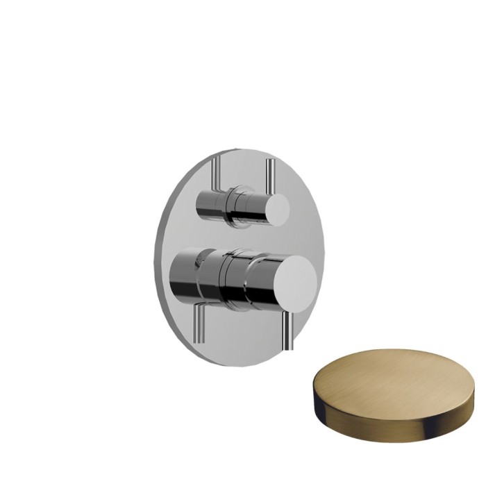 Внешняя часть смесителя для душа встраиваемого с дивертером-рычагом, на 2 режима, Giulini My future, золото брашированное арт. 5964-2EPOSP