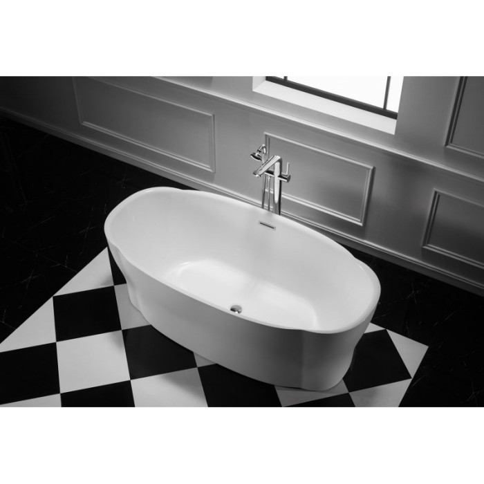 Акриловая ванна 170x85, отдельностоящая, овальная, BelBagno, белая арт. BB403-1700-850