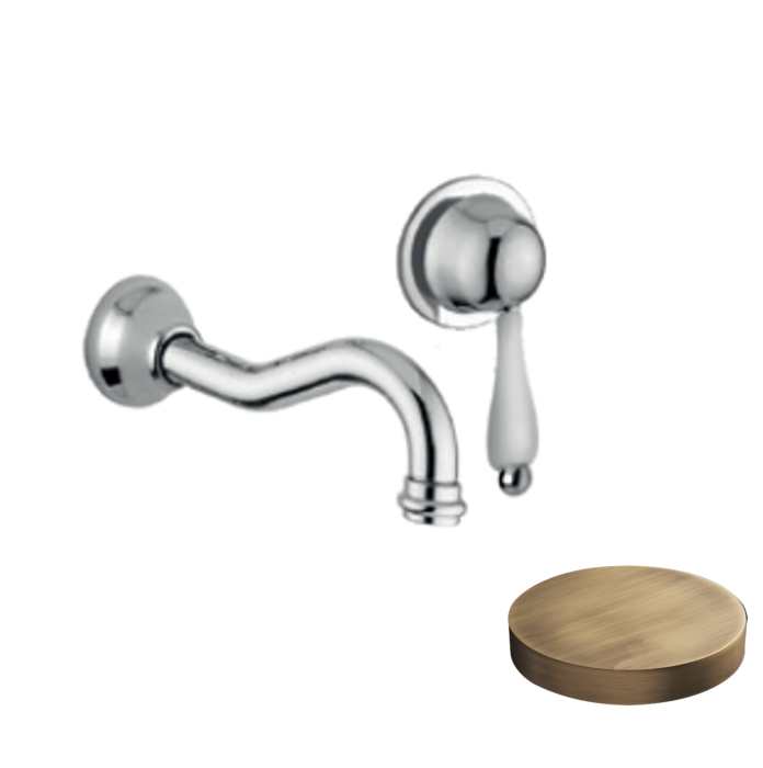 Настенный смеситель для раковины, бронза/ручка белая керамика, наружная часть, Giulini Pragamix, бронза арт. 7525CEEPBR