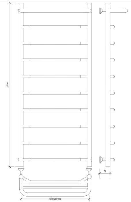 Полотенцесушитель водяной 120x40 Агата 1 СП (хром) Secado арт. 4603777444129