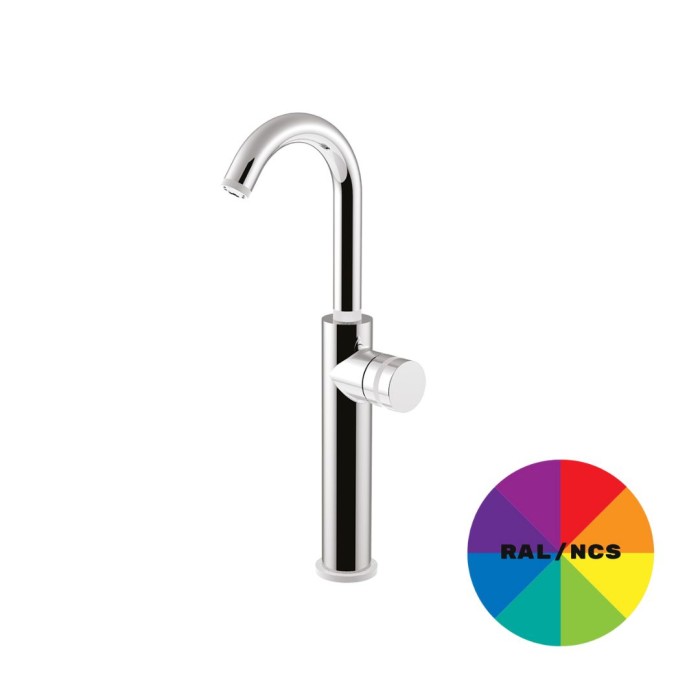 Высокий однорычажный смеситель для раковины, донный клапан, Giulini My ring, RAL арт. MR0085HARAL