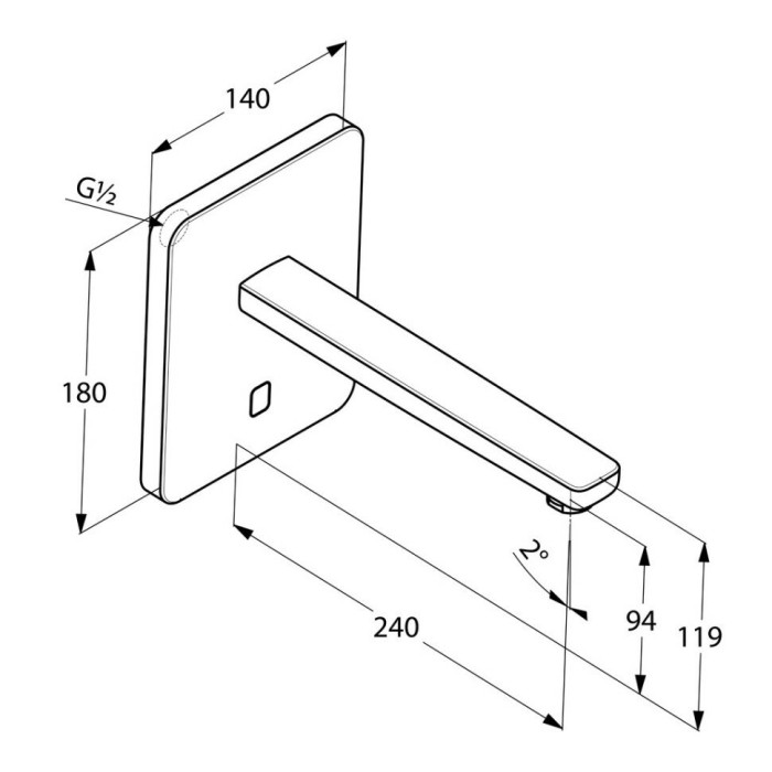 Электронный смеситель на умывальник, внешняя монтажная часть, для внутренней части 38 003 или 38 004, zenta sl Kludi, хром - 3840205