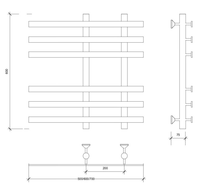 Полотенцесушитель водяной 60x20x70 Понтида 3 (хром) Secado арт. 4603777447717