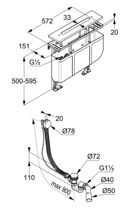 Монтажный блок для смесителя на 4 отверстия, Kludi, - 7878205-00