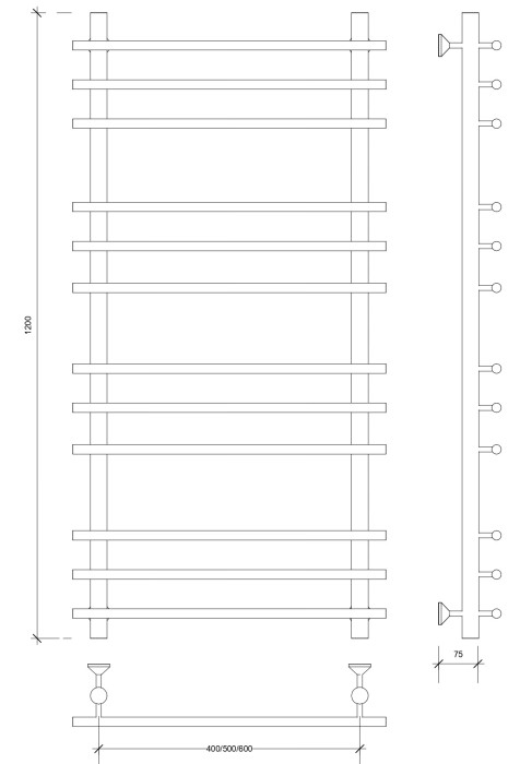 Полотенцесушитель водяной 120x60x70 Турин плюс (хром) Secado арт. 4603777447397