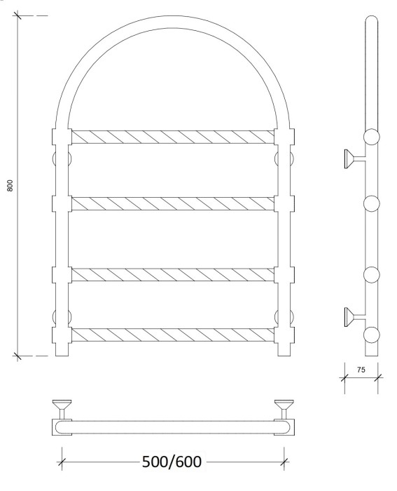 Полотенцесушитель водяной латунный 50x80 Римини 2 Trenza (бронза) Secado арт. 4603759404783