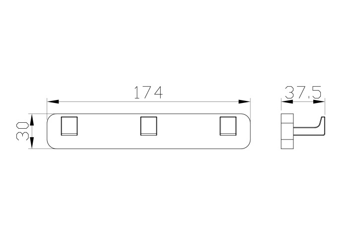 Вешалка с 3 крючками для ванной, Wonzon & Woghand, WW-9535 цвет: хром