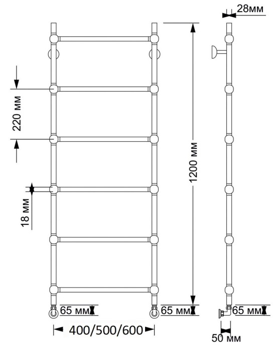 Полотенцесушитель водяной латунный 60x120 Флоренция 1 (бронза) Secado арт. 4603777460273