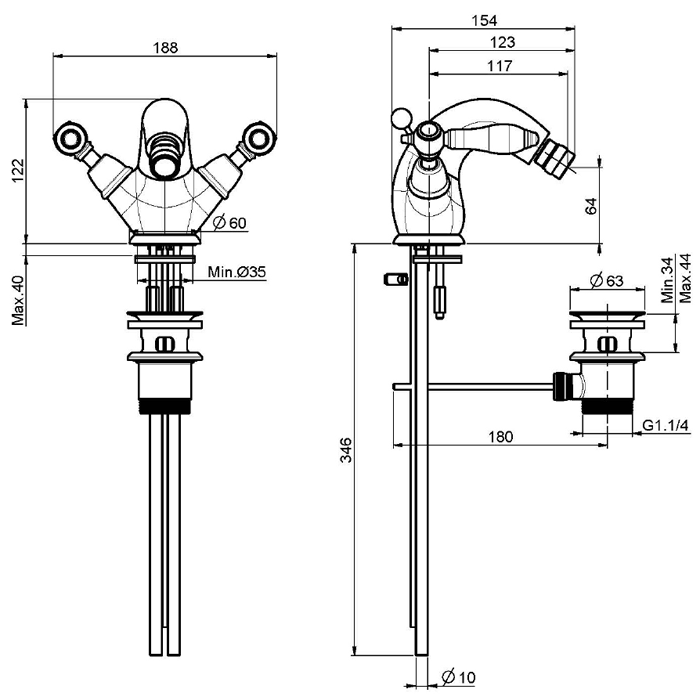 Fima Carlo Frattini Смеситель для биде, Herend, F5432OR цвет: золото