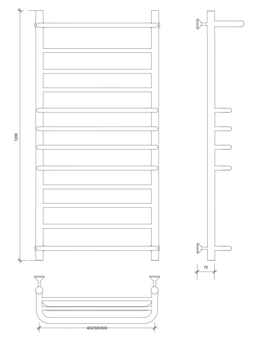 Полотенцесушитель водяной 120x60 Верона 2 (черный) Secado арт. 4673739225011