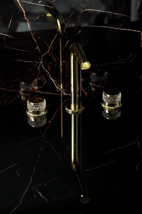 Смеситель на столешницу на 3 отв. Gold, Boheme Aura - 152-G-A