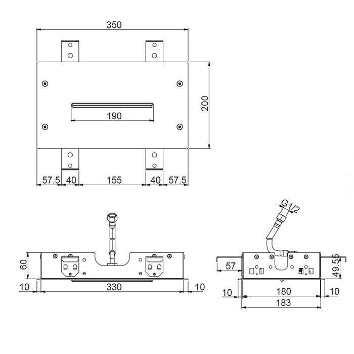 Fima Carlo Frattini Верхний душ Modular 350х200 мм., с каскадом, встраиваемый в потолок, Wellness, F2810CR цвет: хром