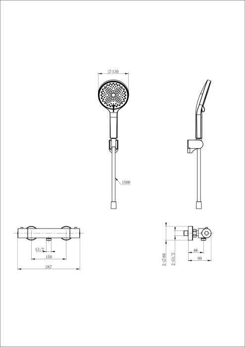 Смеситель для душа с термостатом, Wonzon & Woghand Inn, WW-B2003-A-CR цвет: хром