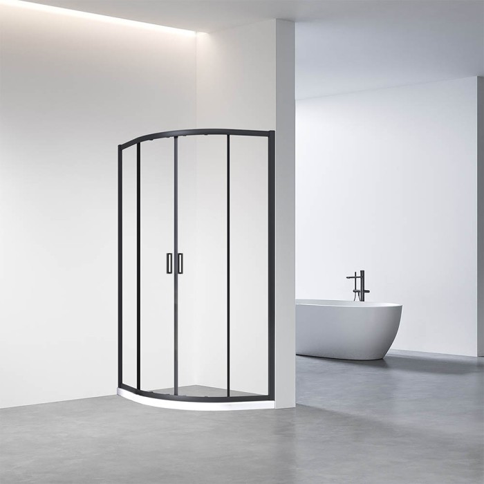 Душевой угол 900x900x1950, Veconi Rovigo, черный, стекло прозрачное арт. RV01B-90-01-C7